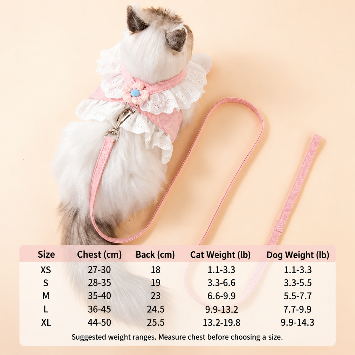 Lace Floral Pet Harness and Leash Set