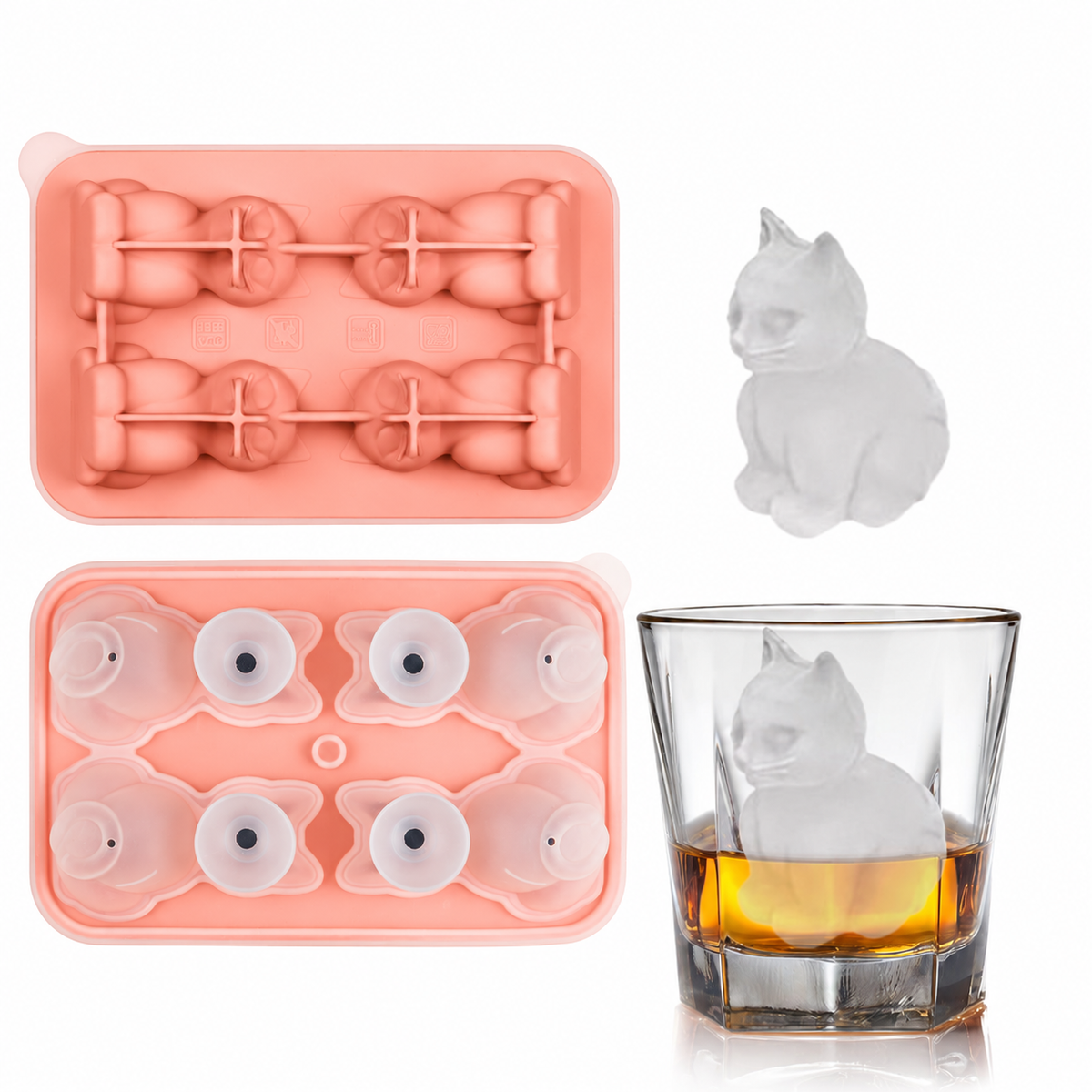 3D Animal Shaped Silicone Ice Cube Mold Tray