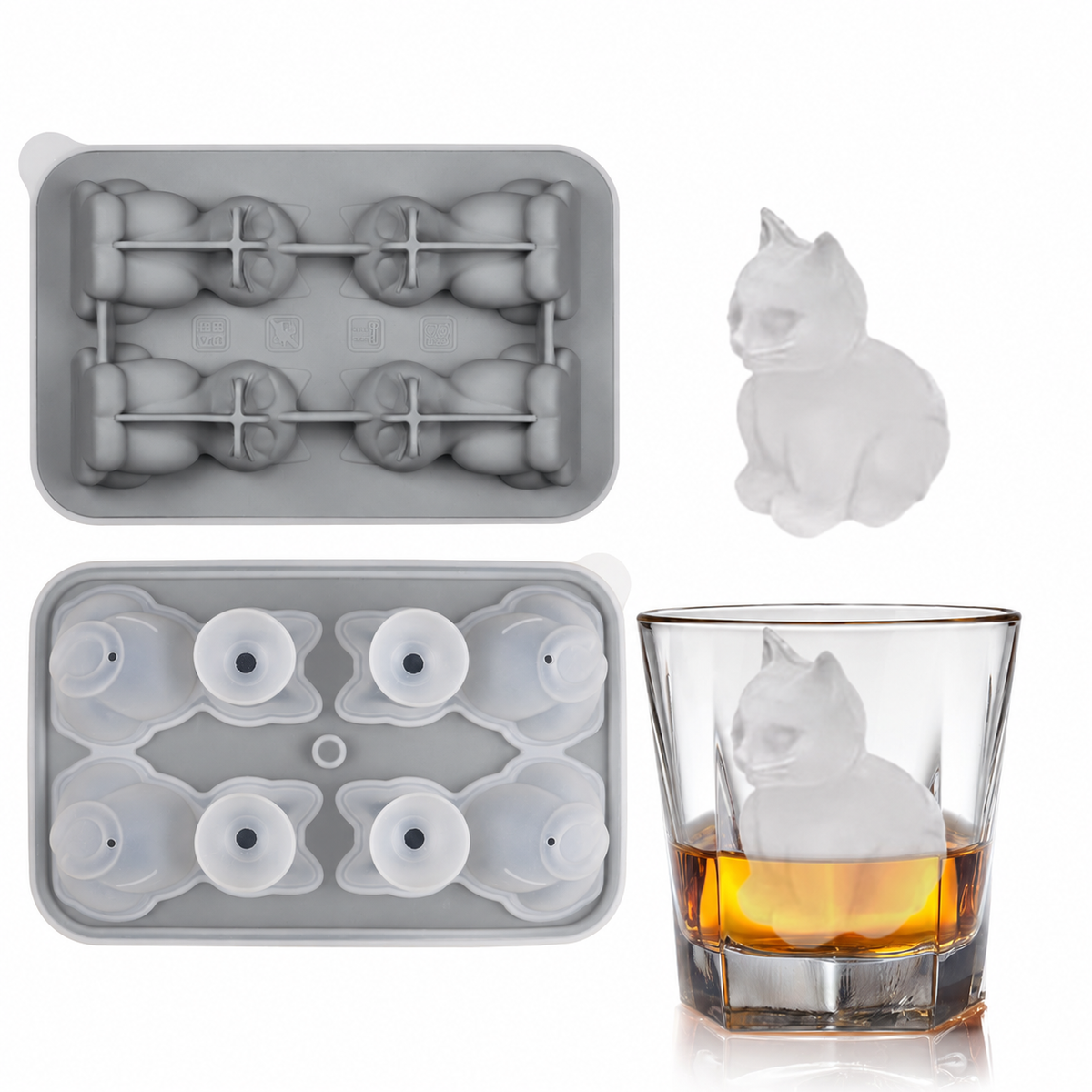 3D Animal Shaped Silicone Ice Cube Mold Tray