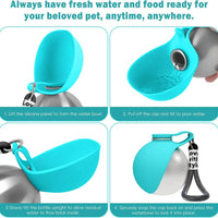 Portable Stainless Steel Dog Water Bottle with Foldable Drinking Bowl