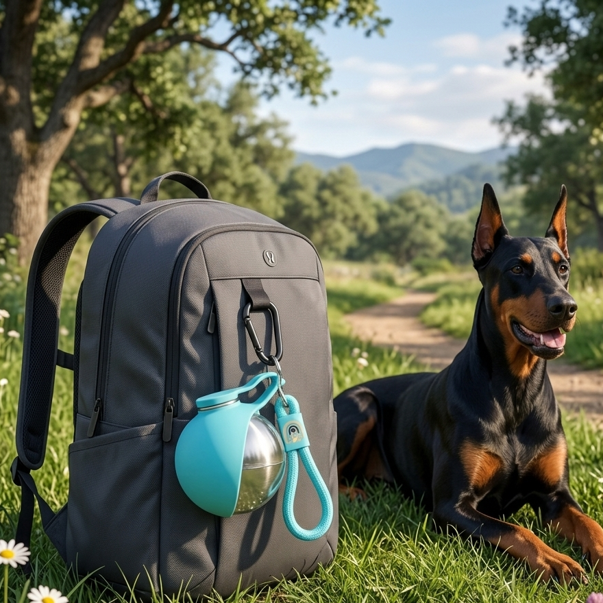 Portable Stainless Steel Dog Water Bottle with Foldable Drinking Bowl
