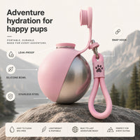 Portable Stainless Steel Dog Water Bottle with Foldable Drinking Bowl