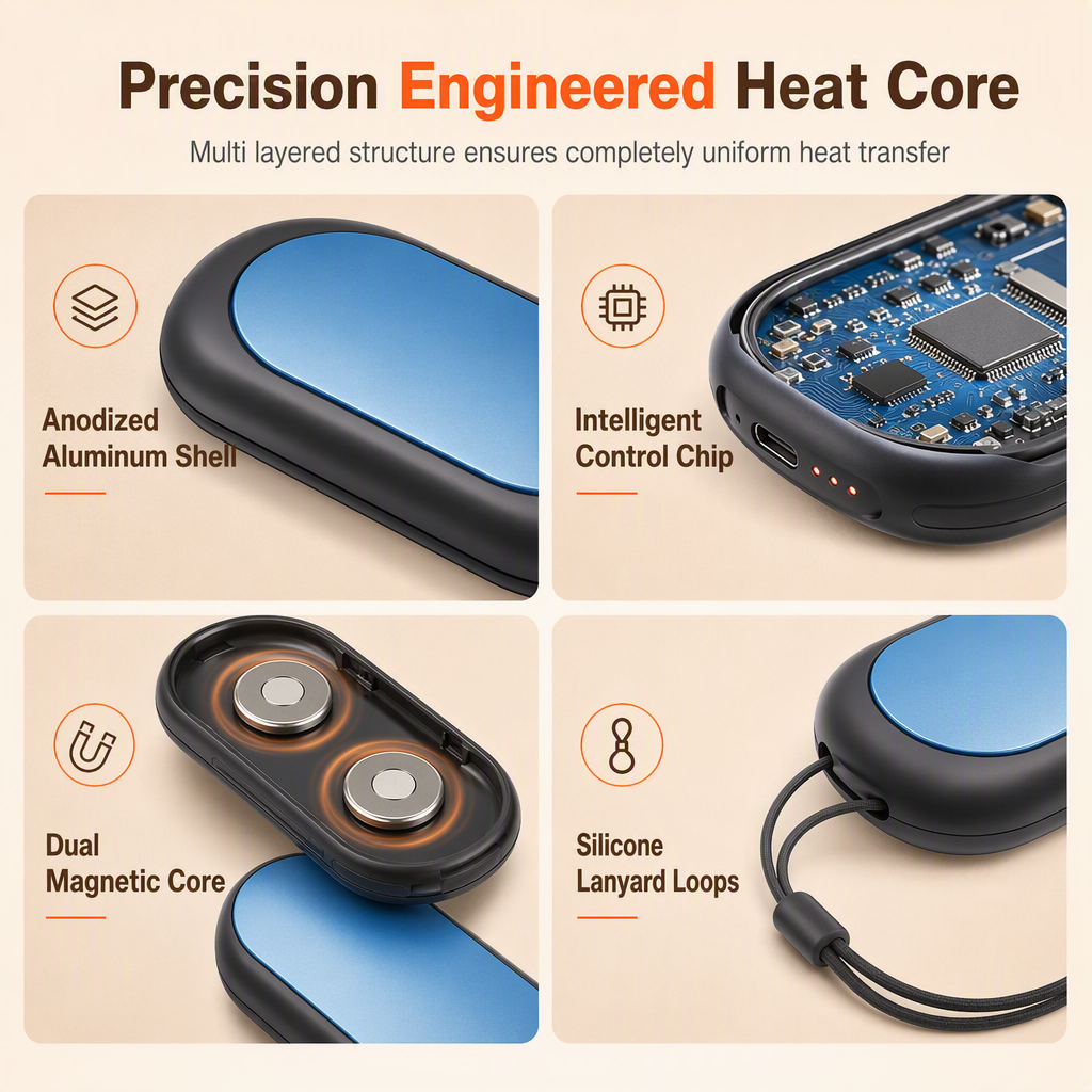 Magnetic Split 2-in-1 Rechargeable Hand Warmer Portable USB Electric Pocket Warmer