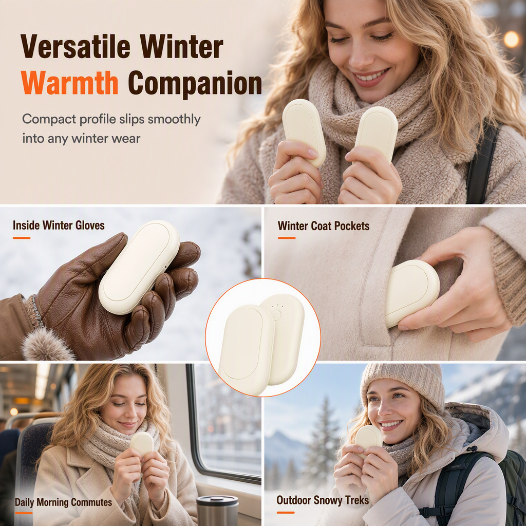 Magnetic Split 2-in-1 Rechargeable Hand Warmer Portable USB Electric Pocket Warmer