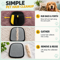Reusable Pet Hair Remover Mitt Double Sided Fur Cleaning Glove