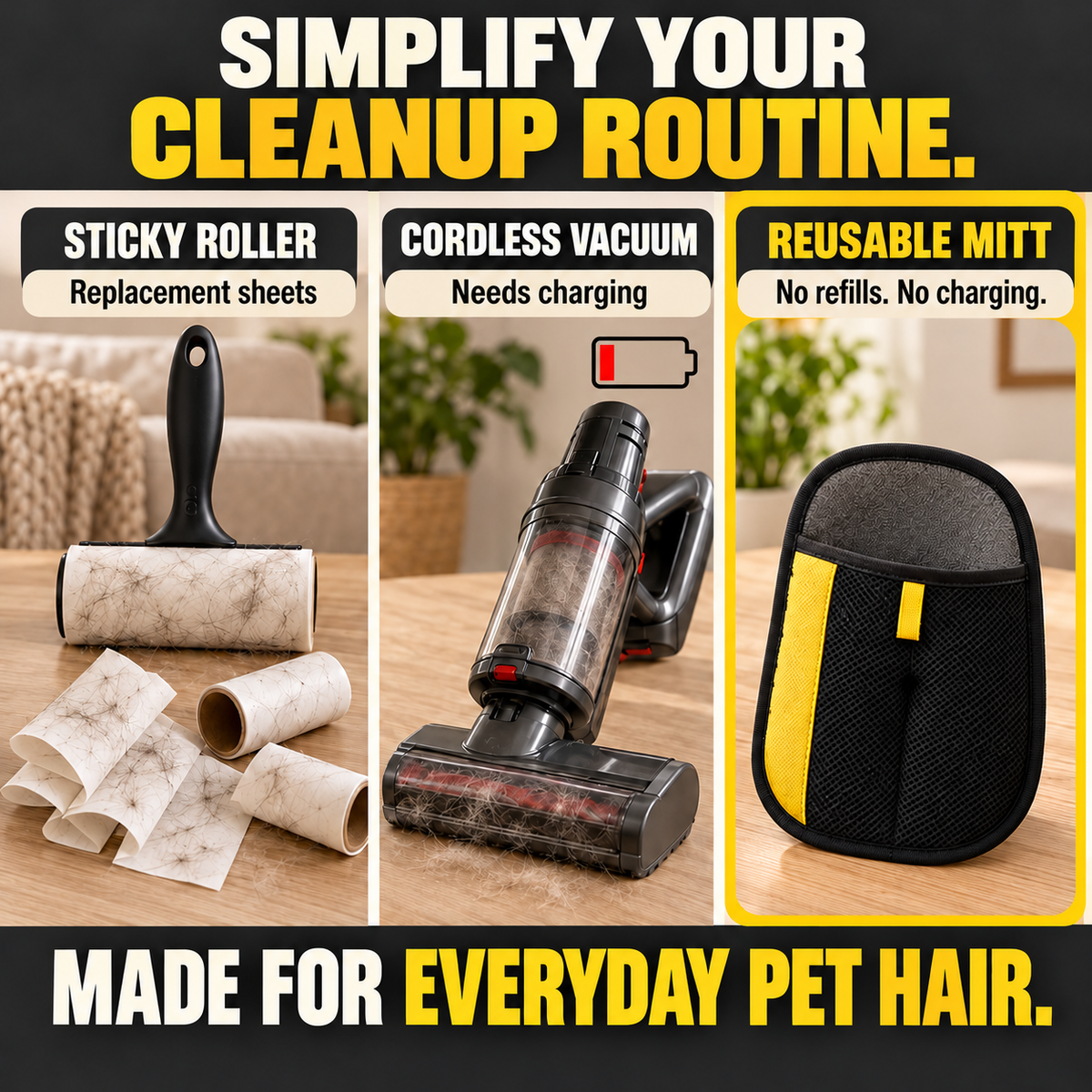 Reusable Pet Hair Remover Mitt Double Sided Fur Cleaning Glove
