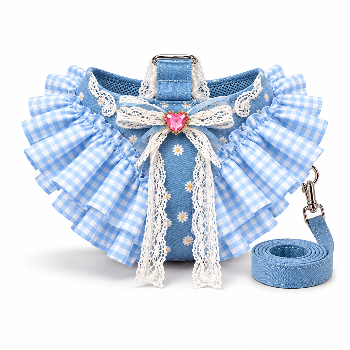 Lace Ruffle Dog Vest Harness and Leash Set for Small Dogs