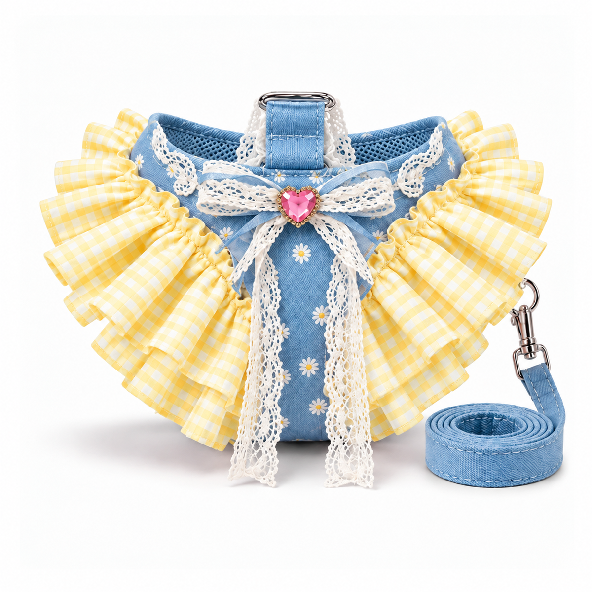 Lace Ruffle Dog Vest Harness and Leash Set for Small Dogs