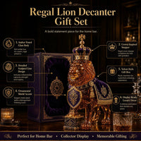 Lion Shape Glass Whiskey Decanter Set with Crown Stopper