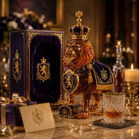 Lion Shape Glass Whiskey Decanter Set with Crown Stopper