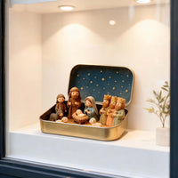 Mini Nativity Scene in Gold Tin Pocket Christmas Decoration Set