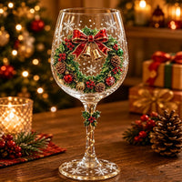 Handcrafted 3D Christmas Wine Glass