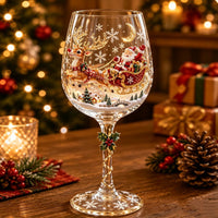Handcrafted 3D Christmas Wine Glass