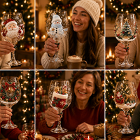 Handcrafted 3D Christmas Wine Glass