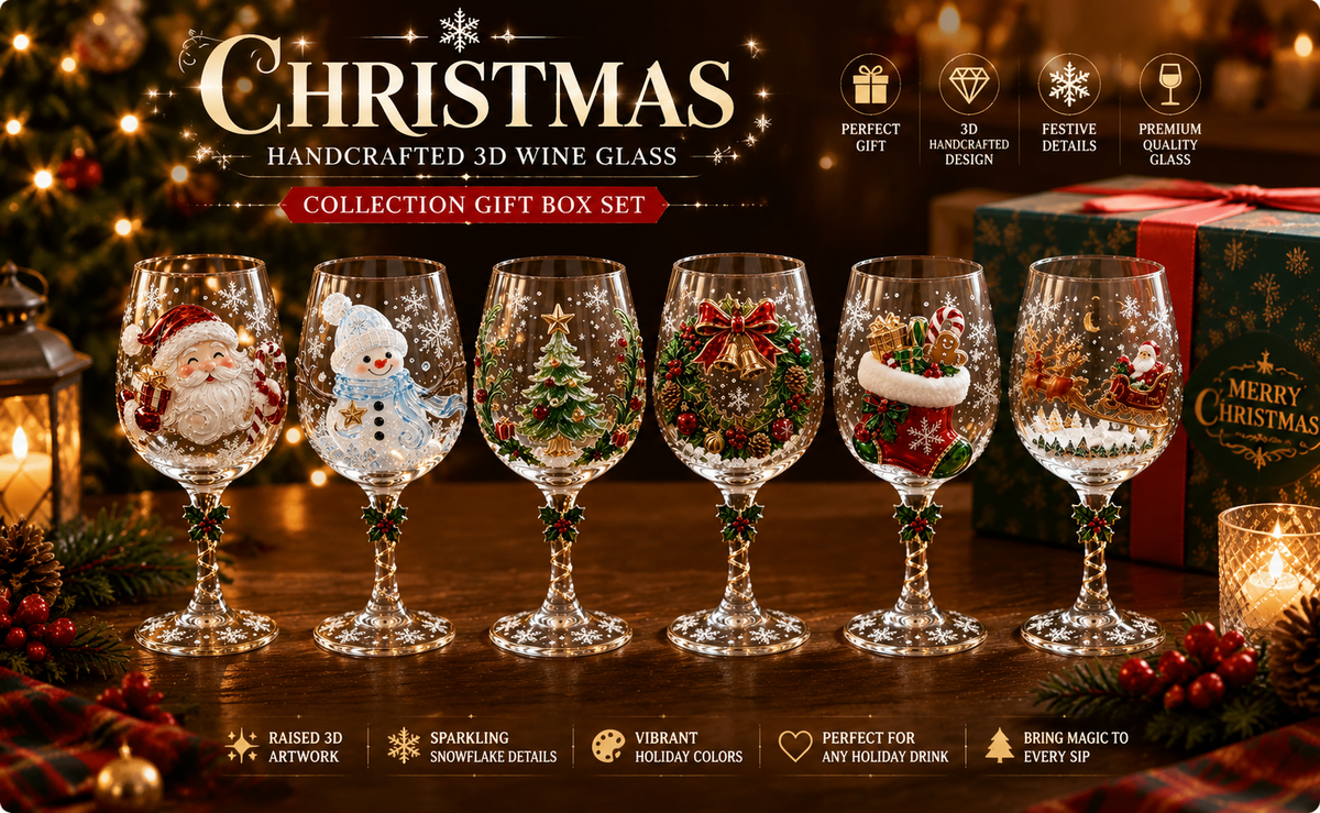 Handcrafted 3D Christmas Wine Glass