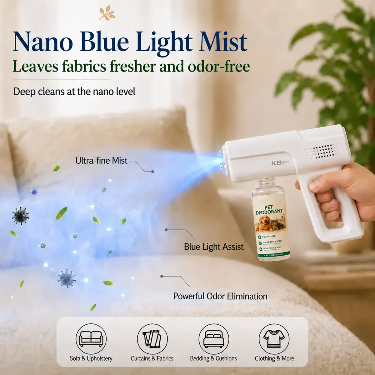 Handheld Electric Pet Odor Eliminator Nano Mist Sprayer