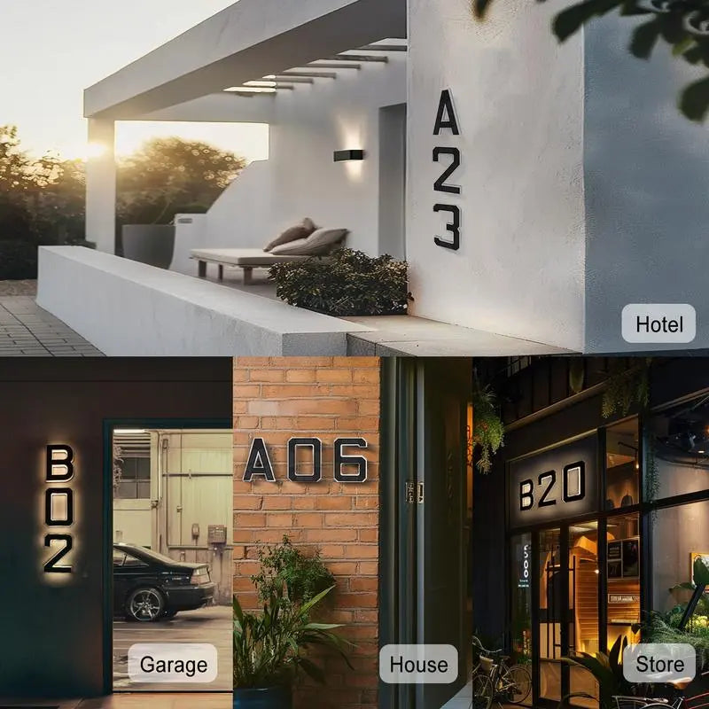 Solar Powered LED House Numbers Light