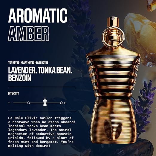Jean Paul Gaultier Le Male Elixir Parfum 125ml | Woody Aromatic Amber Luxury Cologne for Men