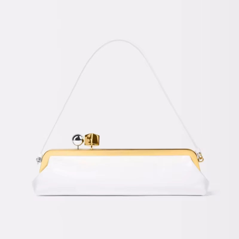 Long Clutch Bag with Removable Shoulder Strap, Women'S Fashionable Baguette Bag, Luxury Designer Clip Handbag Purses for Ladies