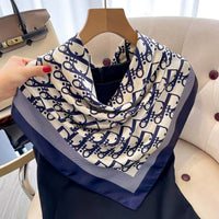 1 Pcs 90Cm Ladies' Silk Scarf Vintage Fashionable Versatile Printed Silk Spring Hair Band Hijab Sunsceen Neckerchief Shawl Wraps