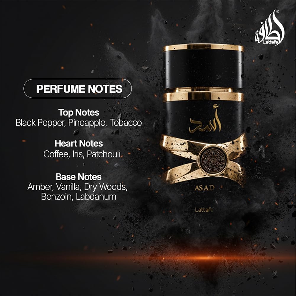 Lattafa Asad Eau de Parfum 100ml | Vanilla, Spicy & Oriental Long-Lasting Unisex Fragrance