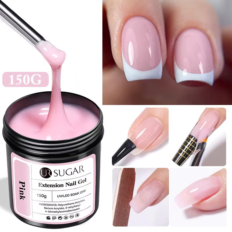 150g UV/LED Hard Nail Extension Builder Gel – Pink/White