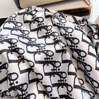1 Pcs 90Cm Ladies' Silk Scarf Vintage Fashionable Versatile Printed Silk Spring Hair Band Hijab Sunsceen Neckerchief Shawl Wraps