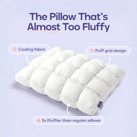 Cloud Puff Pillow – Cooling Memory Foam Bed Pillow for Sleeping, Neck & Head Support, Ultra Soft & Fluffy