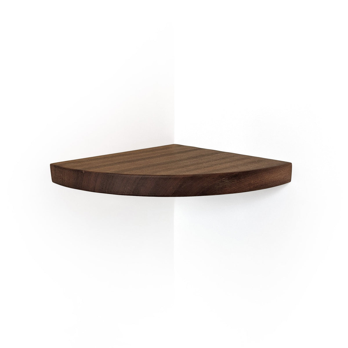 Floating Corner Shelf with Round Edge in Mahogany