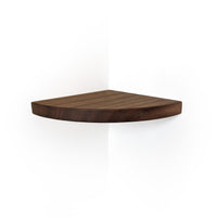 Floating Corner Shelf with Round Edge in Mahogany