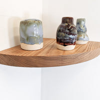 Floating Corner Shelf with Round Edge in Oak