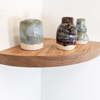 Floating Corner Shelf with Round Edge in Mahogany