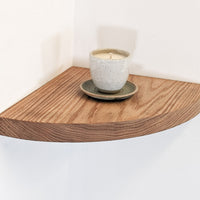 Floating Corner Shelf with Round Edge in Oak