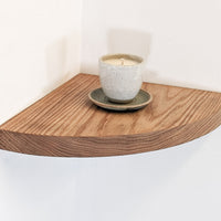 Floating Corner Shelf with Round Edge in Mahogany