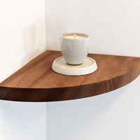 Floating Corner Shelf with Round Edge in Mahogany