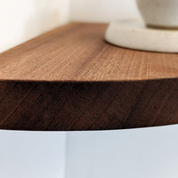 Floating Corner Shelf with Round Edge in Mahogany