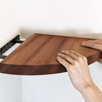 Floating Corner Shelf with Round Edge in Mahogany