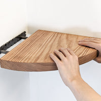 Floating Corner Shelf with Round Edge in Mahogany