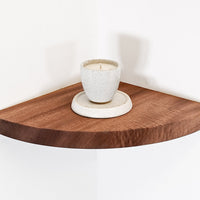 Floating Corner Shelf with Round Edge in Oak
