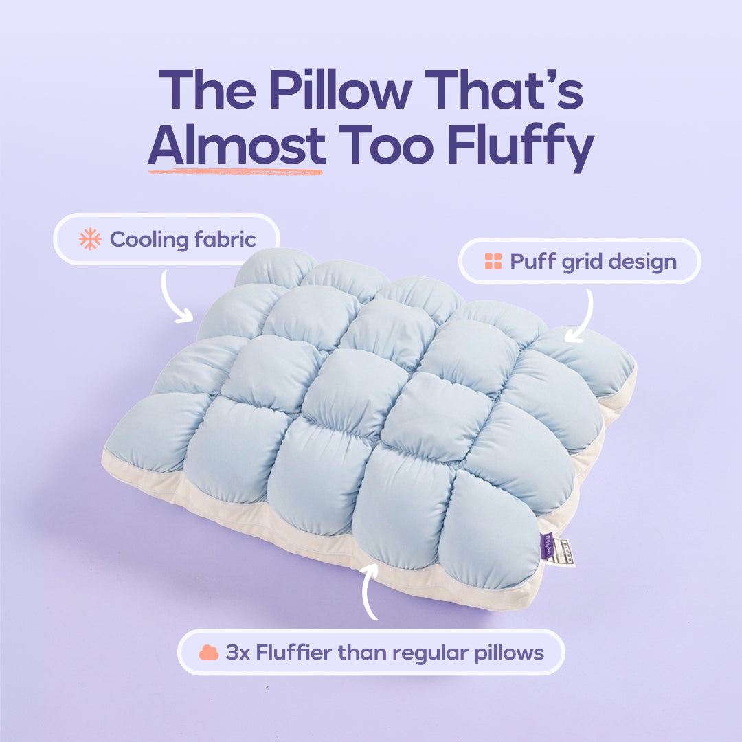 Cloud Puff Pillow – Cooling Memory Foam Bed Pillow for Sleeping, Neck & Head Support, Ultra Soft & Fluffy