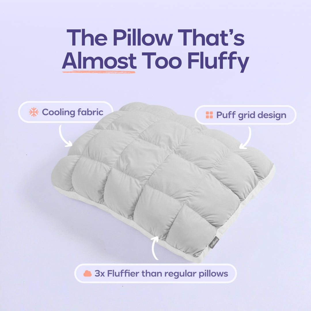 Cloud Puff Pillow – Cooling Memory Foam Bed Pillow for Sleeping, Neck & Head Support, Ultra Soft & Fluffy