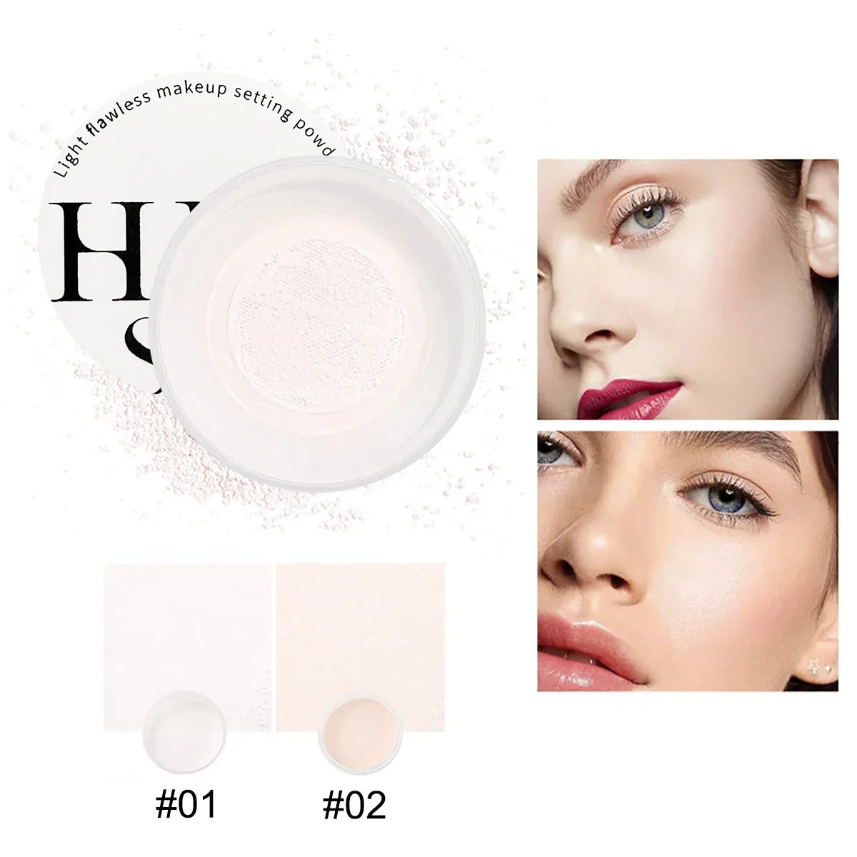 Light, flawless and transparent makeup setting powder,waterproof and easy to take off, natural makeup holding and setting powder