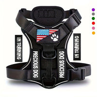Service Dog Harness, Reflective Dog Vest Harness with 5 PCS Patches, Adjustable Soft Oxford Pet Harness, Inner Layer Mesh, Easy