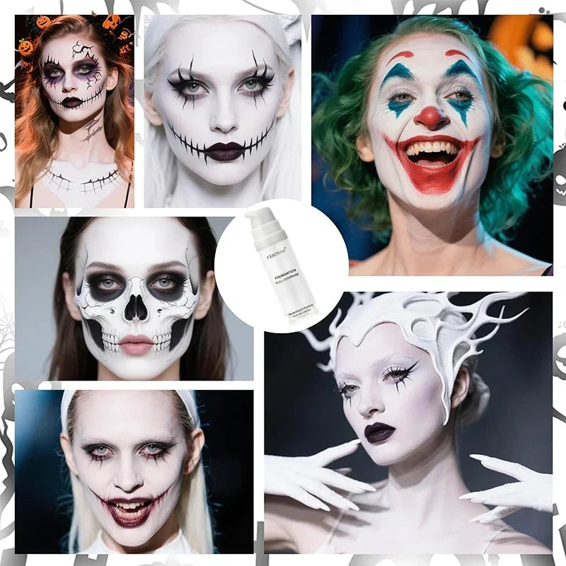 Full-Coverage White Liquid Foundation for Goth & Cosplay Makeup