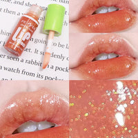 6 Pieces Glass Mirror Lip Gloss Set Hydrating Lightweight Lip Balm Glossy Shimmer Sheer Tint Peach Cherry Pink