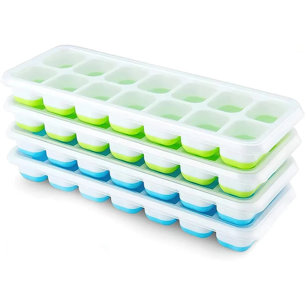 14-Cube Silicone Ice Tray with Lid