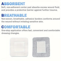 50-Pack Non-Woven Adhesive Dressing Pads – 6×7cm