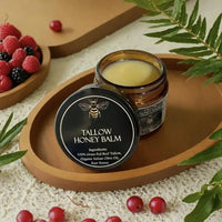 Organic Grass-Fed Beef Tallow Balm with Raw Honey - Moisturizing Cream for Soft, Smooth Skin - Handmade All-Natural Moisturizer