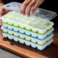 14-Cube Silicone Ice Tray with Lid