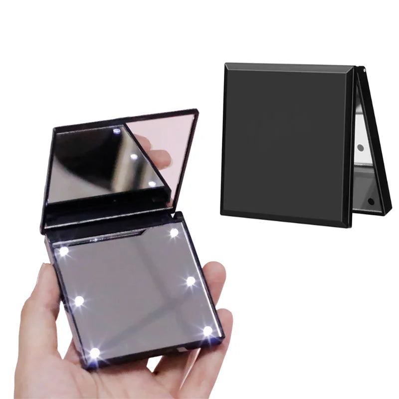 Foldable Compact Makeup Mirror with 6 LED Lights